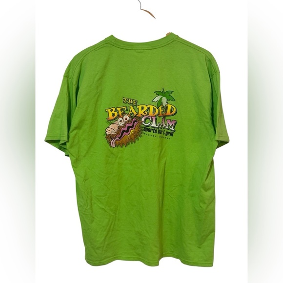 VTG Men's XL "The Bearded Clam" Bahamas Restaurant Lime Green Graphic T-Shirt - Picture 1 of 3